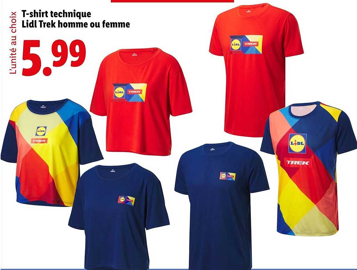 T-shirt technique Lidl Trek homme ou femme