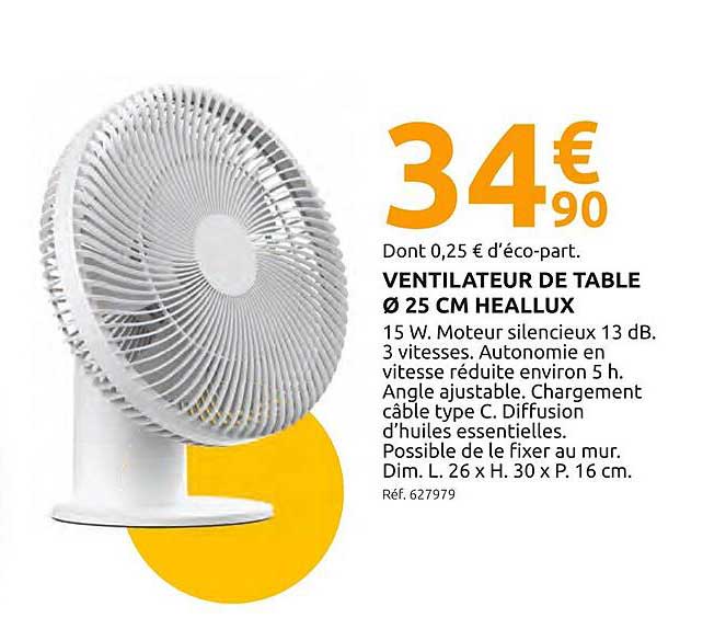 VENTILATEUR DE TABLE Ø 25 CM HEALLUX
