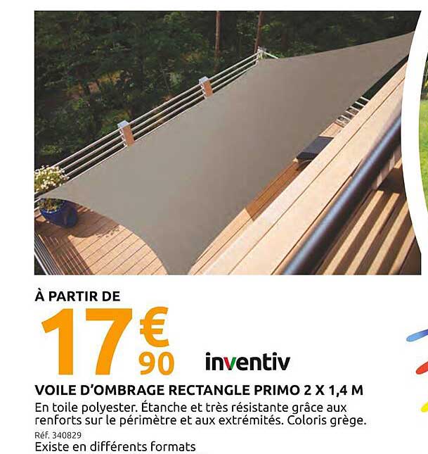 VOILE D’OMBAGE RECTANGLE PRIMO 2 X 1,4 M