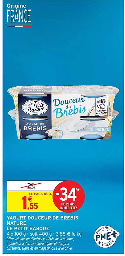 Yaourt Douceur de Brebis Nature Le Petit Basque