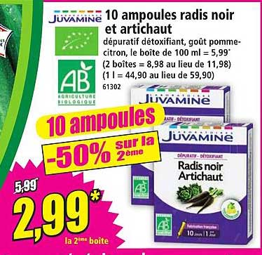 10 ampoules radis noir et artichaut