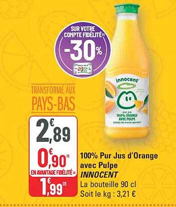 100% Pur Jus d'Orange avec Pulpe INNOCENT