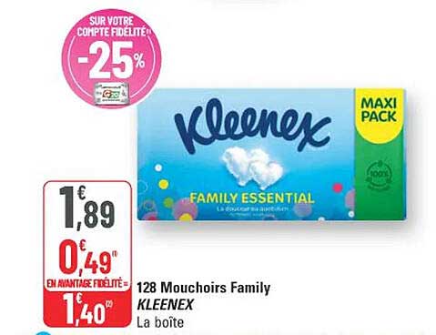 128 Mouchoirs Family KLEENEX