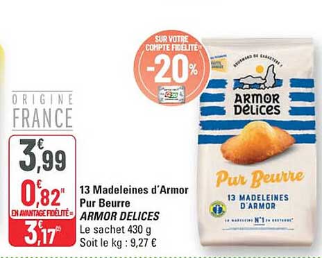 13 Madeleines d’Armor Pur Beurre ARMOR DELICES
