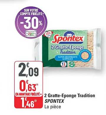 2 Gratte-Eponge Tradition SPONTEX La pièce