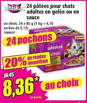 24 pâtées pour chats adultes en gelée ou en sauce