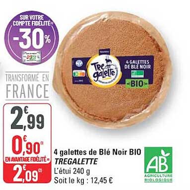 4 galettes de Blé Noir BIO TREGALETTE