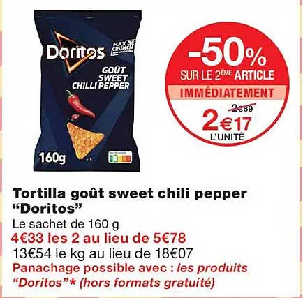 -50% SUR LE 2ÈME ARTICLE IMMÉDIATEMENT 2€17 L'UNITÉ