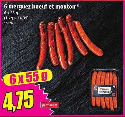 6 merguez boeuf et mouton(a)