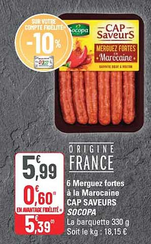 6 Merguez fortes à la Marocaine CAP SAVEURS SOCOPA