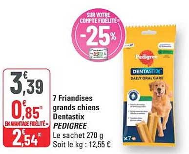 7 Friandises grands chiens Dentastix PEDIGREE