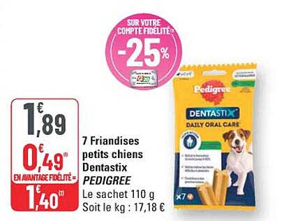 7 Friandises petits chiens Dentastix PEDIGREE