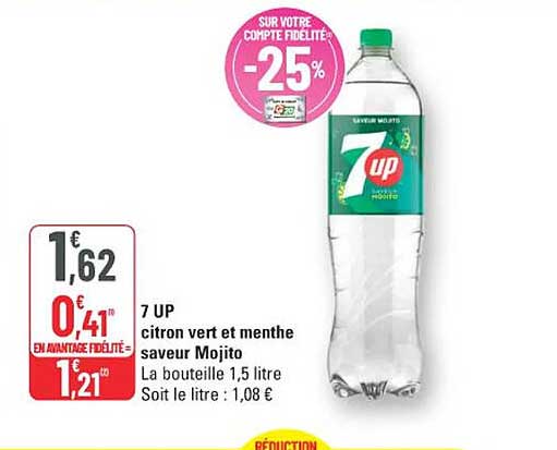 7 UP citron vert et menthe saveur Mojito