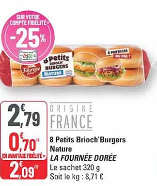 8 Petits Brioch’Burgers Nature LA FOURNÉE DORÉE