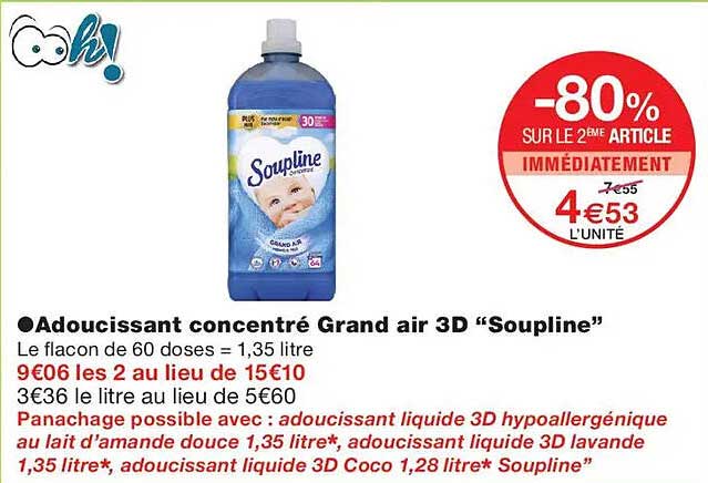 Adoucissant concentré Grand air 3D “Soupline”