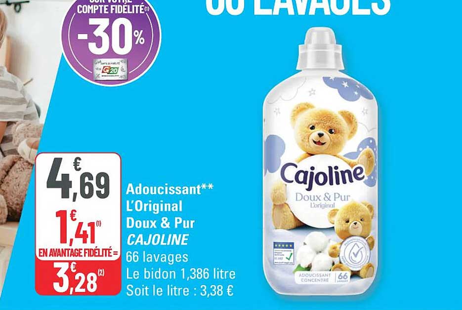 Adoucissant** L'Original Doux & Pur CAJOLINE 66 lavages