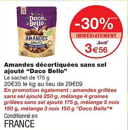 Amandes décortiquées sans sel ajouté “Daco Bello”