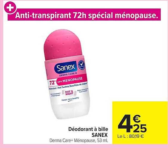 Anti-transpirant 72h spécial ménopause.