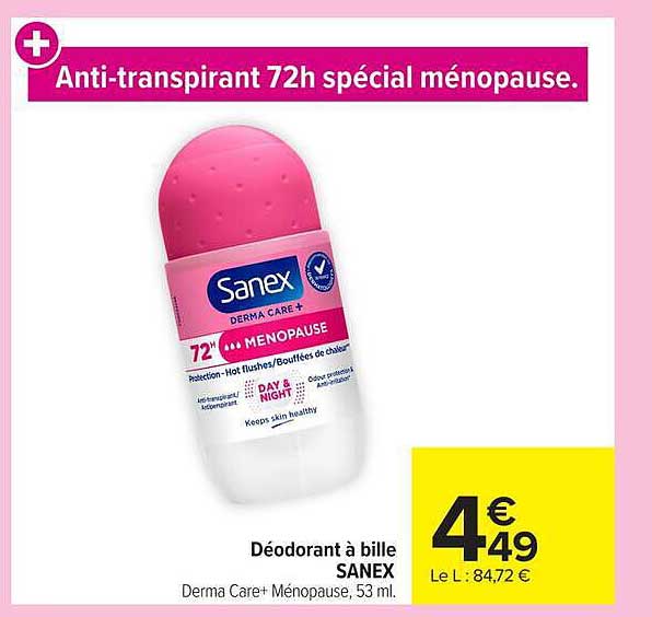 Anti-transpirant 72h spécial ménopause.