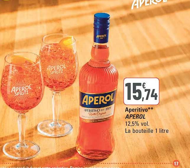 Aperitivo** APEROL 12,5% vol. La bouteille 1 litre
