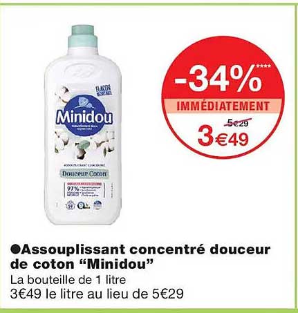 Assouplissant concentré douceur de coton “Minidou”