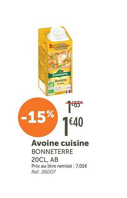 Avoine cuisine BONNETERRE 20CL, AB