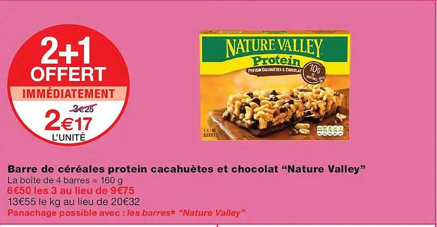Barre de céréales protein cacahuètes et chocolat “Nature Valley”
