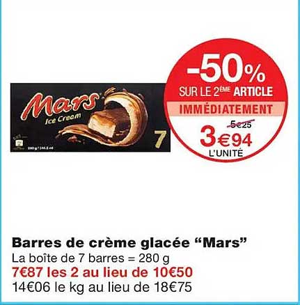 Barres de crème glacée “Mars”
