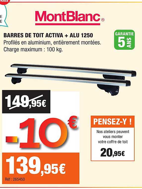 BARRES DE TOIT ACTIVA + ALU 1250