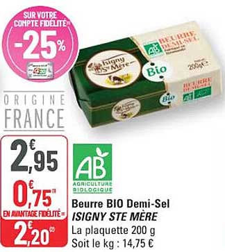 Beurre BIO Demi-Sel ISIGNY STE MÈRE