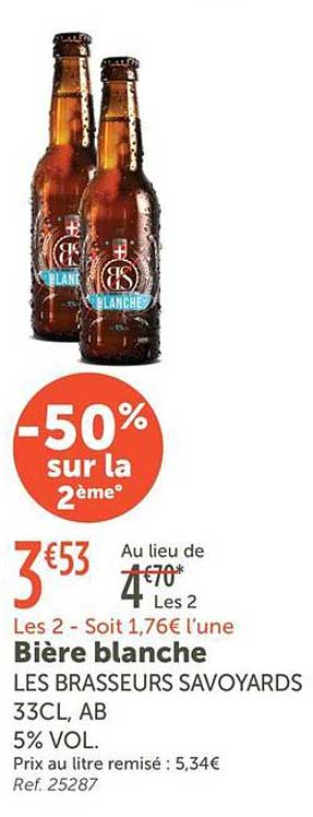Bière blanche LES BRASSEURS SAVOYARDS 33CL, AB 5% VOL.