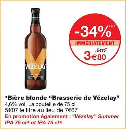 Bière blonde “Brasserie de Vézelay”