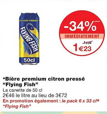 Bière premium citron pressé "Flying Fish"