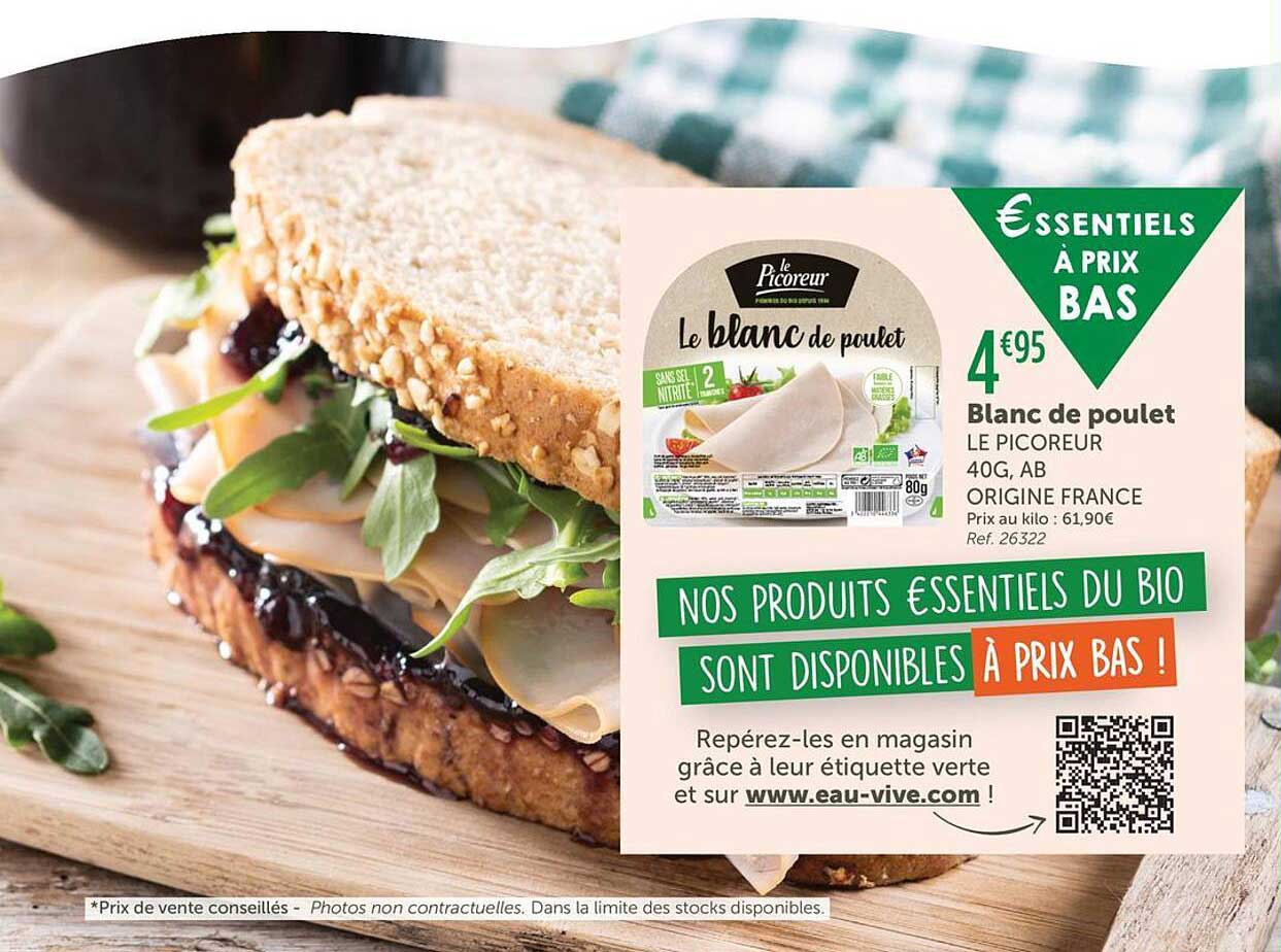 Blanc de poulet LE PICOUREUR 40G, AB ORIGINE FRANCE