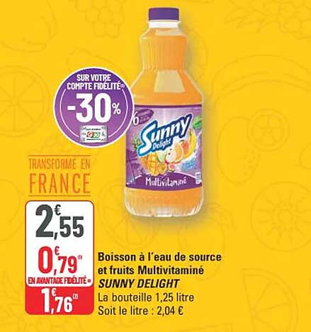 Boisson à l’eau de source et fruits Multivitaminé SUNNY DELIGHT