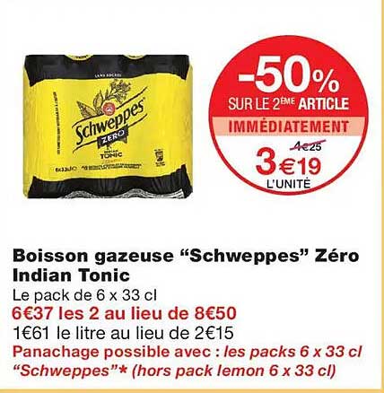 Boisson gazeuse “Schweppes” Zéro Indian Tonic