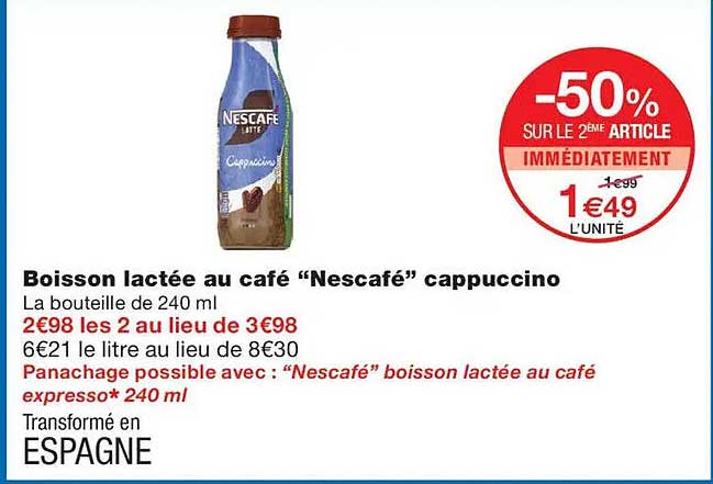 Boisson lactée au café “Nescafé” cappuccino