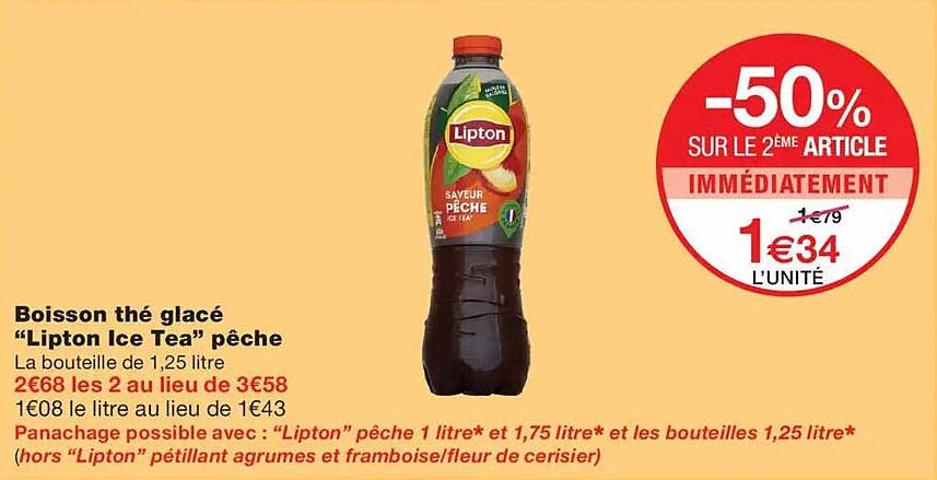 Boisson thé glacé “Lipton Ice Tea” pêche