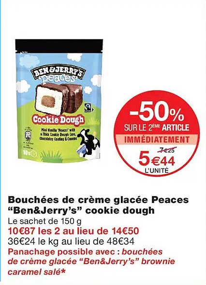 Bouchées de crème glacée Peaces “Ben&Jerry’s” cookie dough
