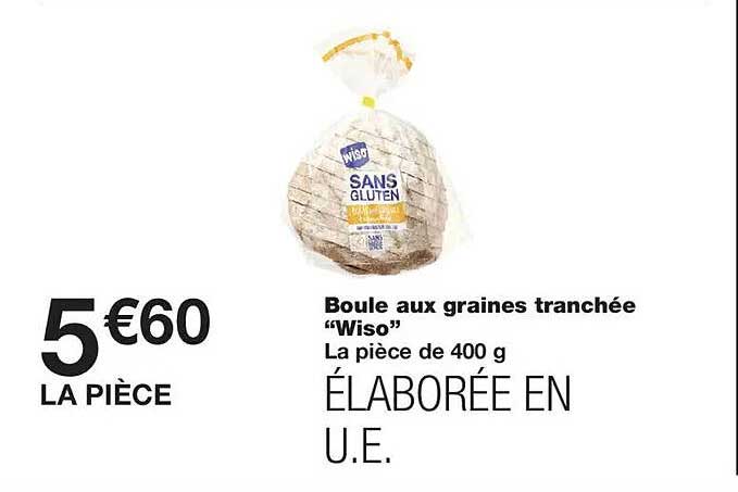 Boule aux graines tranchée “Wiso” La pièce de 400 g ÉLABORÉE EN U.E.