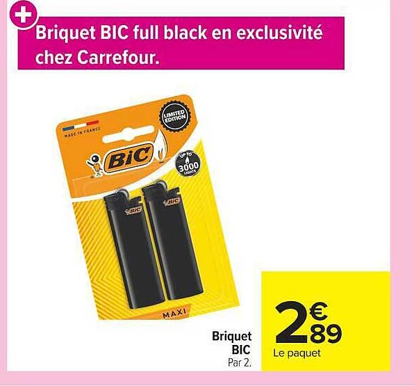 Briquet BIC full black en exclusivité chez Carrefour.
