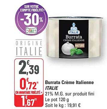 Burrata Crème Italienne ITALIE