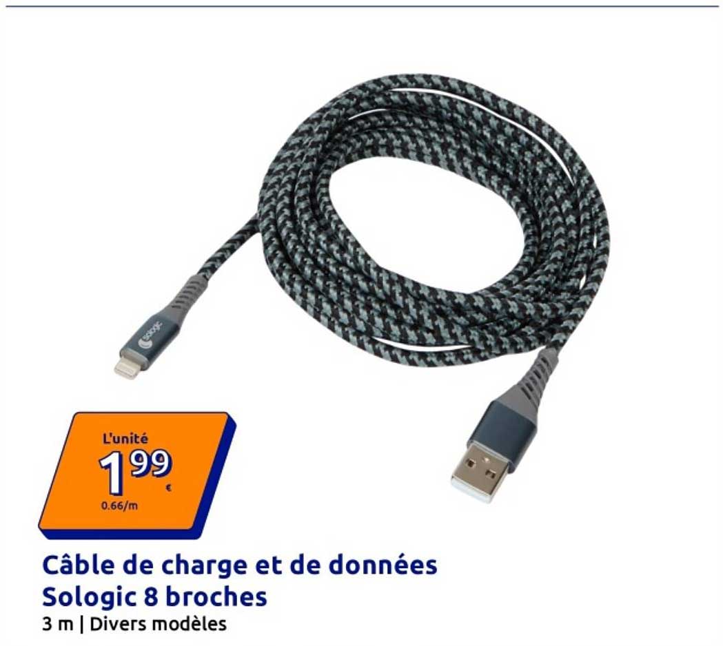 Câble de charge et de données Sologic 8 broches