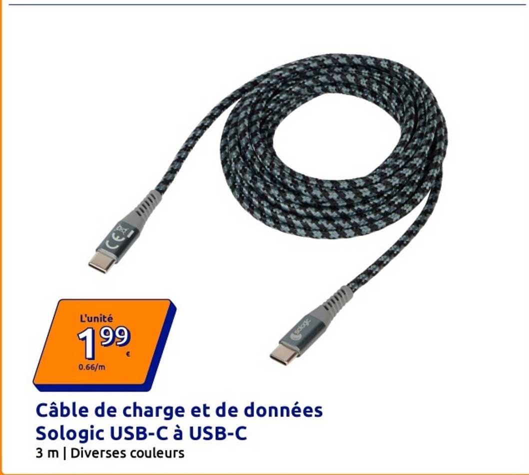 Câble de charge et de données Sologic USB-C à USB-C