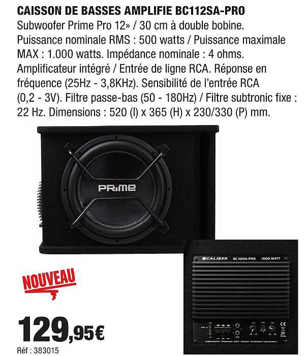 CAISSON DE BASSES AMPLIFIE BC112SA-PRO