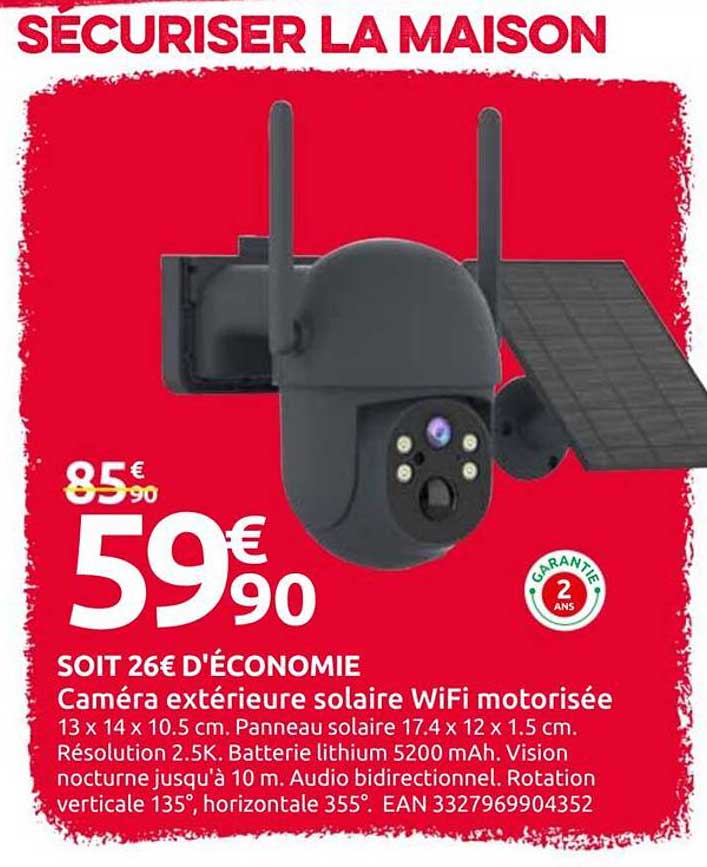 Caméra extérieure solaire WiFi motorisée