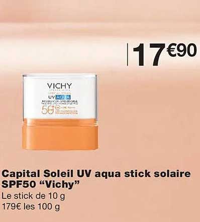 Capital Soleil UV aqua stick solaire SPF50 “Vichy”