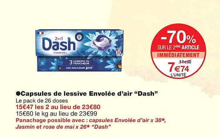Capsules de lessive Envolée d’air “Dash”