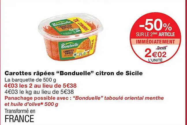 Carottes râpées “Bonduelle” citron de Sicile