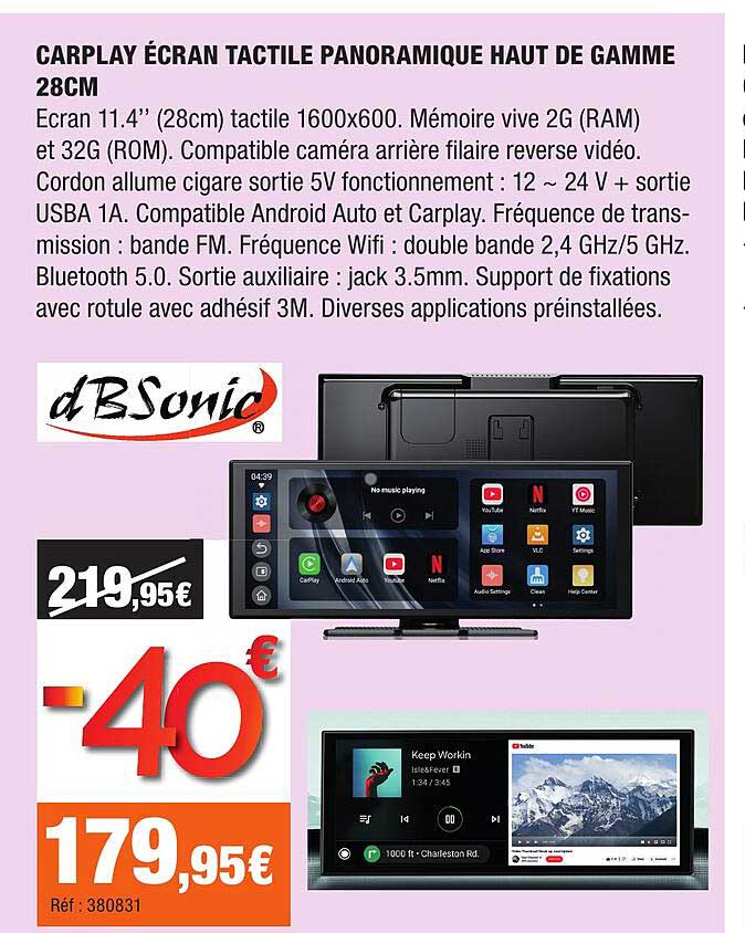 CARPLAY ÉCRAN TACTILE PANORAMIQUE HAUT DE GAMME 28CM